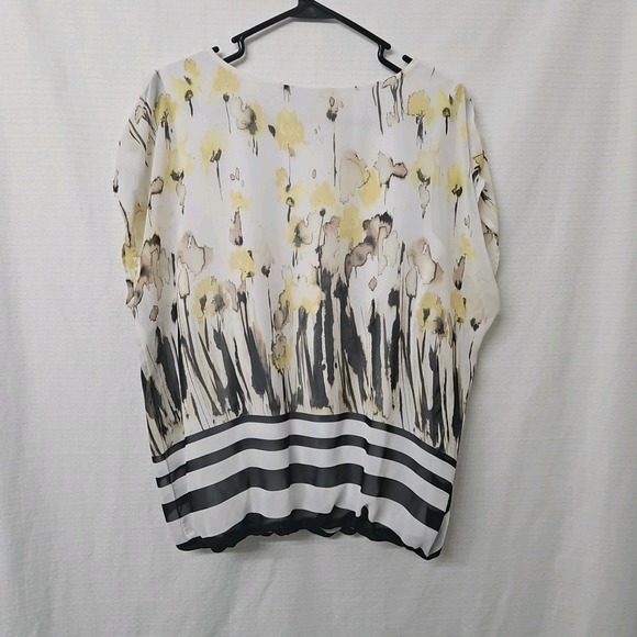 Womens Roz & Ali Sz Small Floral Blouse Sheer Lined Art To Wear Cottagecore - Picture 5 of 11